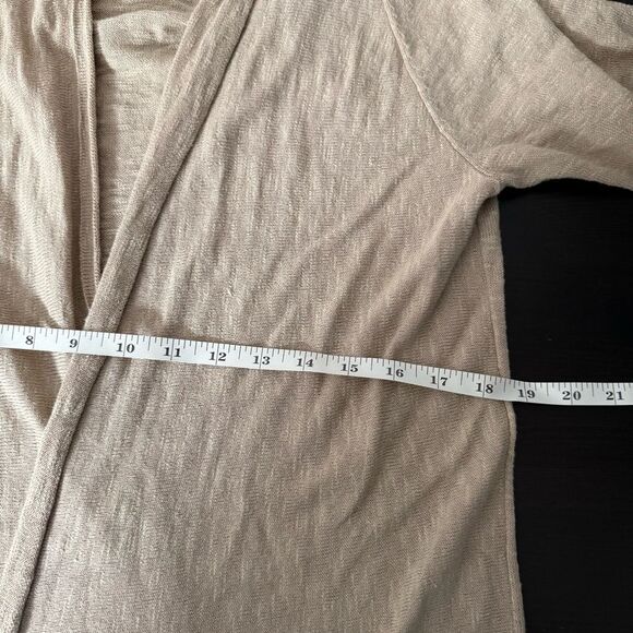 Eileen Fisher Open Cardigan Womens Sz M Tan Knit Short Sleeve Linen Blend Beach - Picture 8 of 9